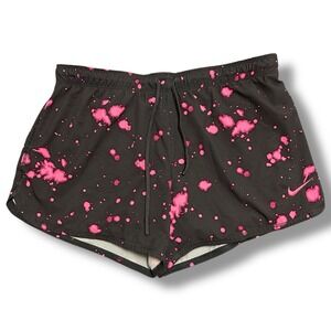Nike Black Pink Splatter Dri-FIT Running Shorts Women's M Athletic Gym